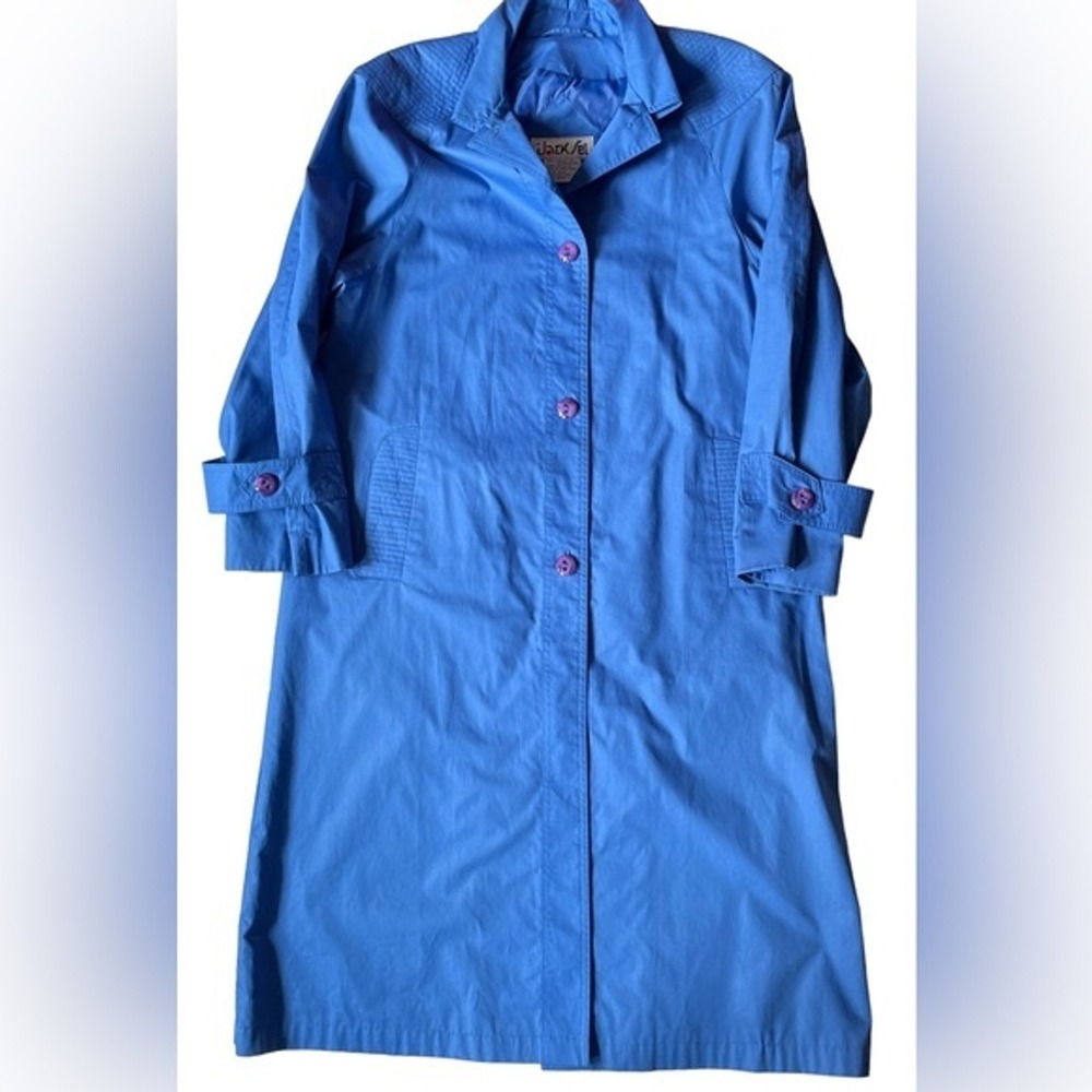 Vintage Trench Coat Women's Size S/M (5/6) The Jack Set 80s Blue Spring 90s Long